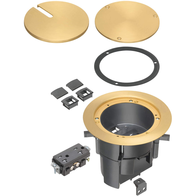 Arlington FLBR5420MB Recessed Floor Box Kit, Brass