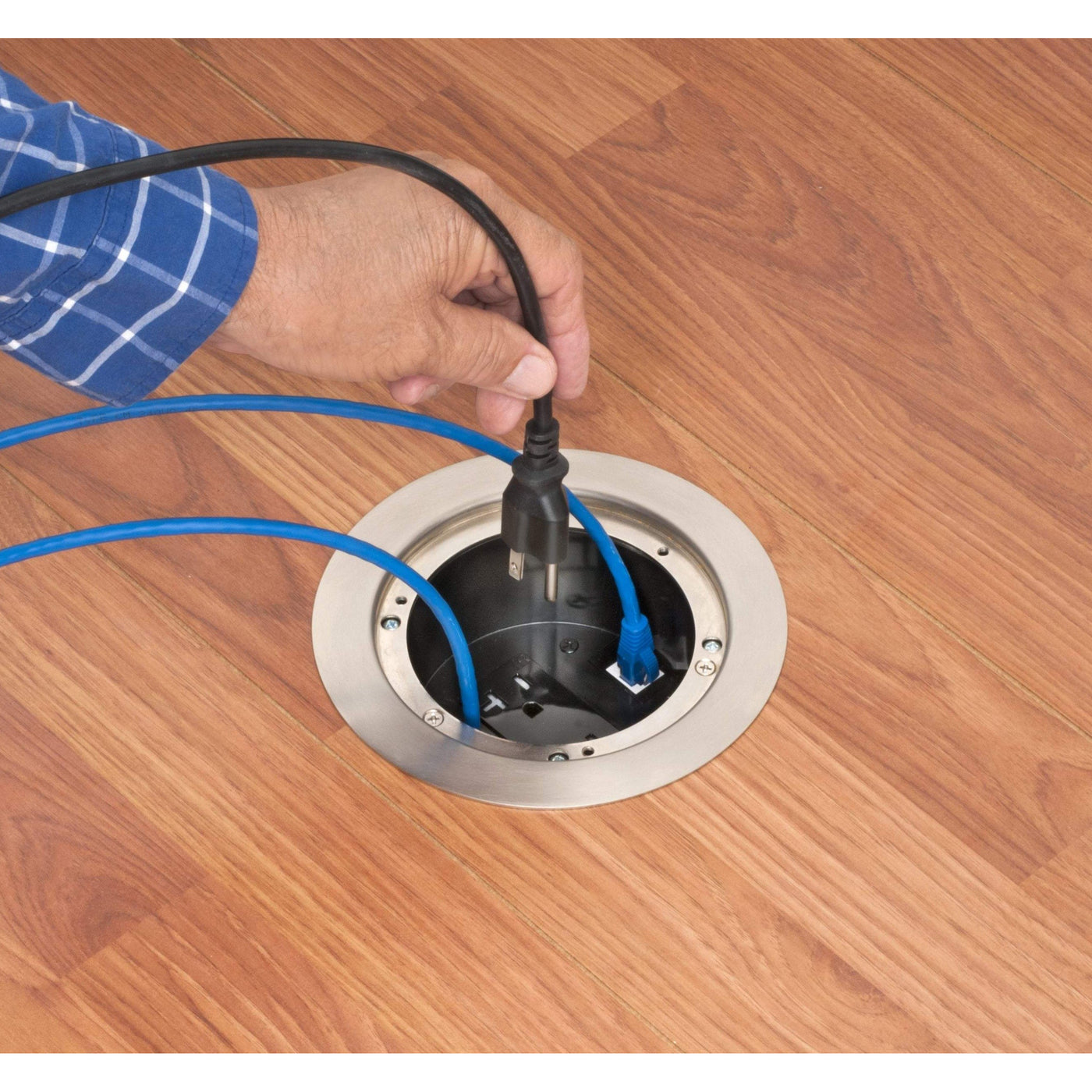 Arlington FLBR5420NL Recessed Power and Data Round Floor Box, Nickel ...