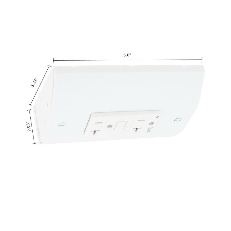 Under Cabinet Angled Power Strip AFCI and GFCI Combo Outlet, White