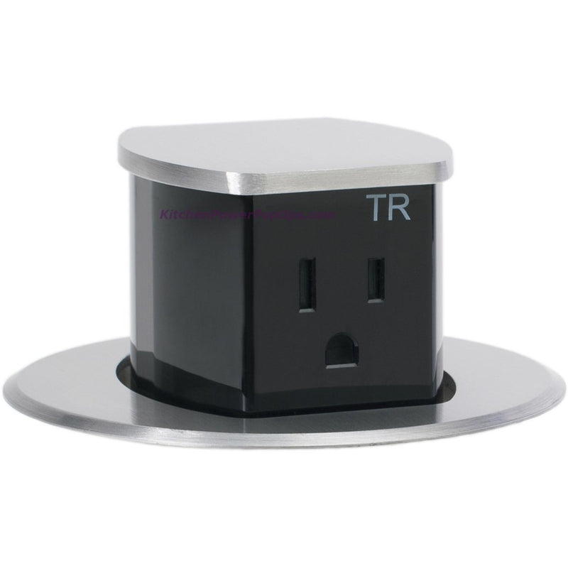 Dual Sided Pop Up Counter Power Outlet, 15A Plugs, Surface Mount, Aluminum