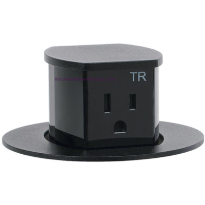 Hubbell RCT201BK Waterproof Pop Up Flush Mount Counter Outlet - Black - Popped Up