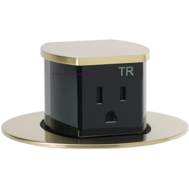 Hubbell RCT201BR Waterproof Pop Up Flush Mount Counter Outlet - Brass - Popped Ups