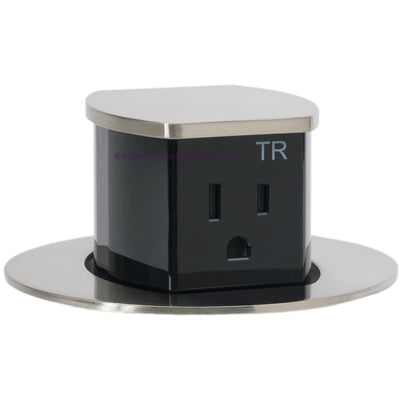 Dual Sided Pop Up Counter Power Outlet, 15A Plugs, Flush Mount, Nickel