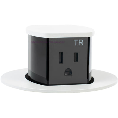 Hubbell RCT201W Waterproof Pop Up Flush Mount Counter Outlet - Powder Coat White - Popped Up