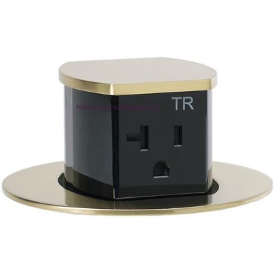 RCT221BR Waterproof Pop Up Flush Mount 20A Counter Outlet - Brass