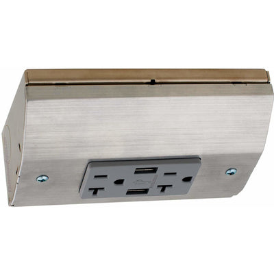 Hubbell RU200SS20AUSB Under Cabinet Power 20A USB Box Stainless