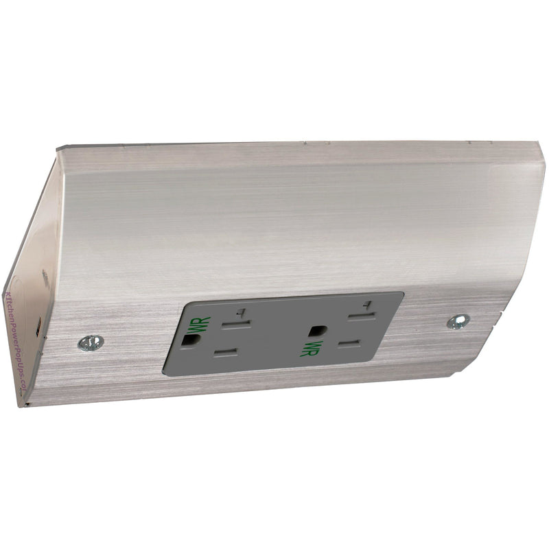 RU100SS20A Under Cabinet Slim Power Box, 20A Duplex Outlet - Stainless