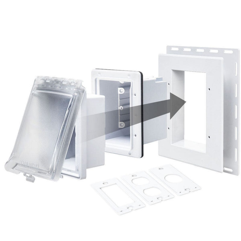 TayMac MR420CW Outdoor Weatherproof In-Use Recessed Wall Outlet Enclosure, White