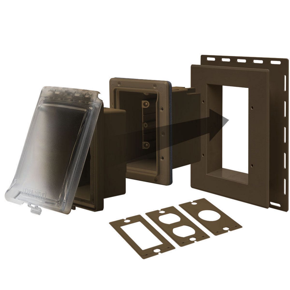 Outdoor Weatherproof In-Use Recessed Wall Outlet Enclosure, Bronze ...