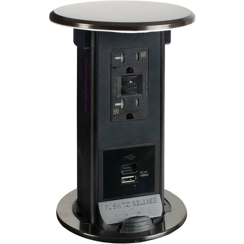 PUR20-DB-GFI-2USB Waterproof Pop Up 20A USB-A/C Charging, GFI, Bronze