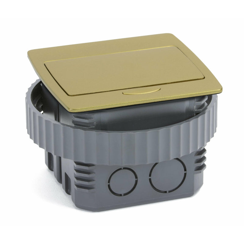 Kitchen Counter Pop Up Outlet Charging USB A/C Ports, Brass, Showing Top Closed