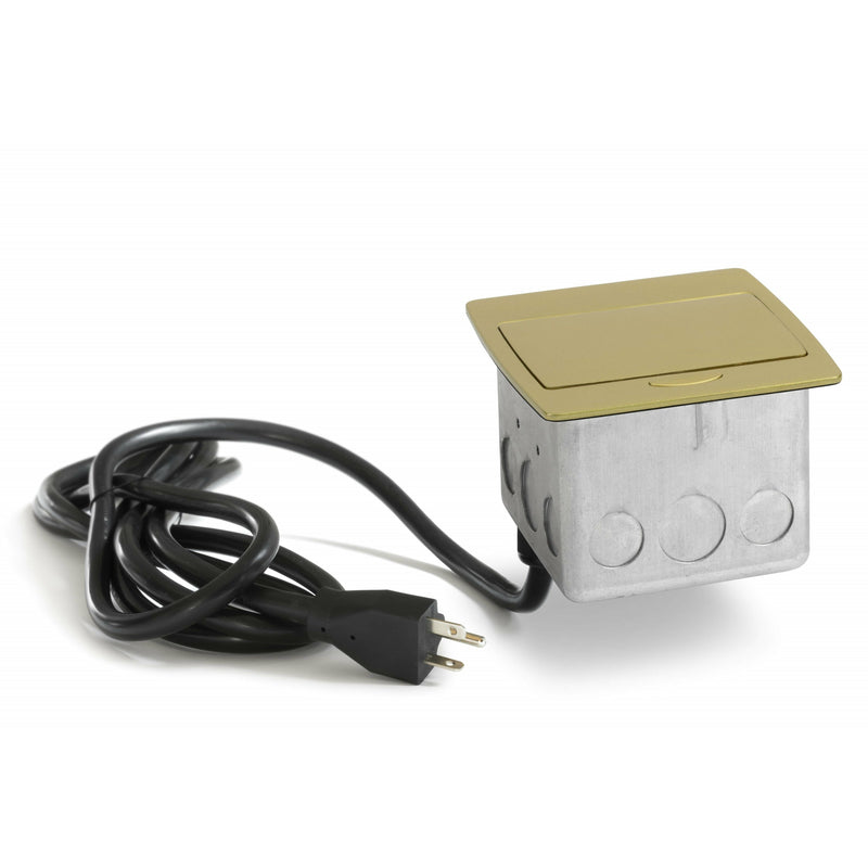 Lew PUFP-CT-B-AC-WC Kitchen Pop Up USB A/C Corded Outlet, Brass, Closed