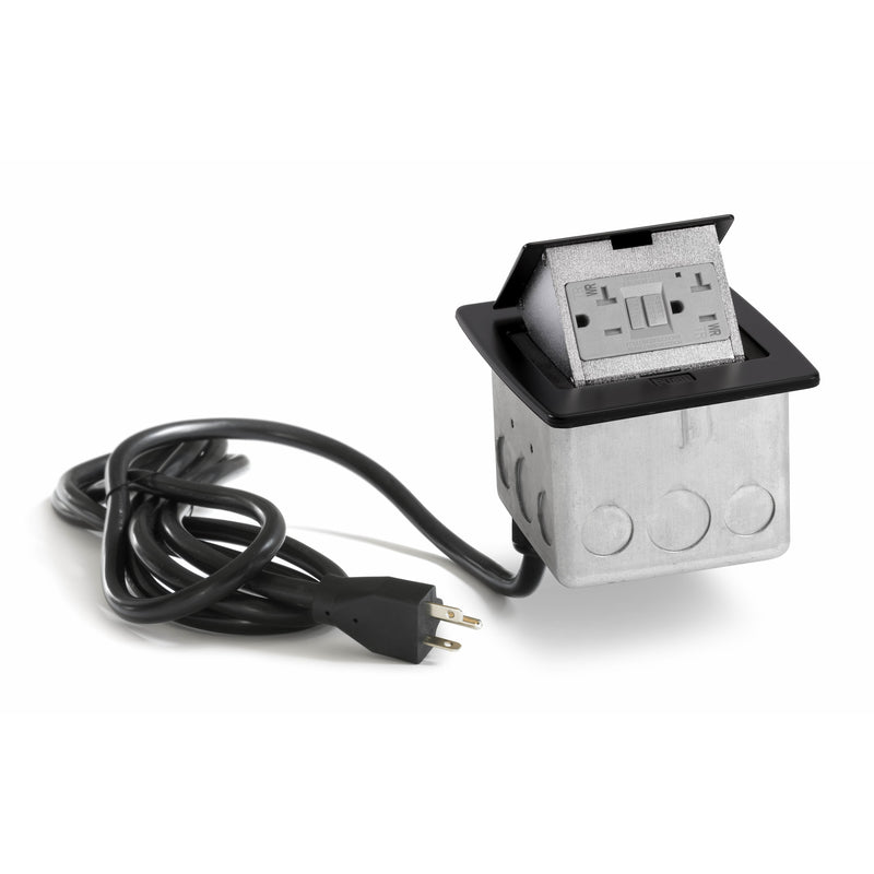 PUFP-CT-BK-WC Kitchen Pop Up 20A GFI Counter Outlet Corded Plug, Black