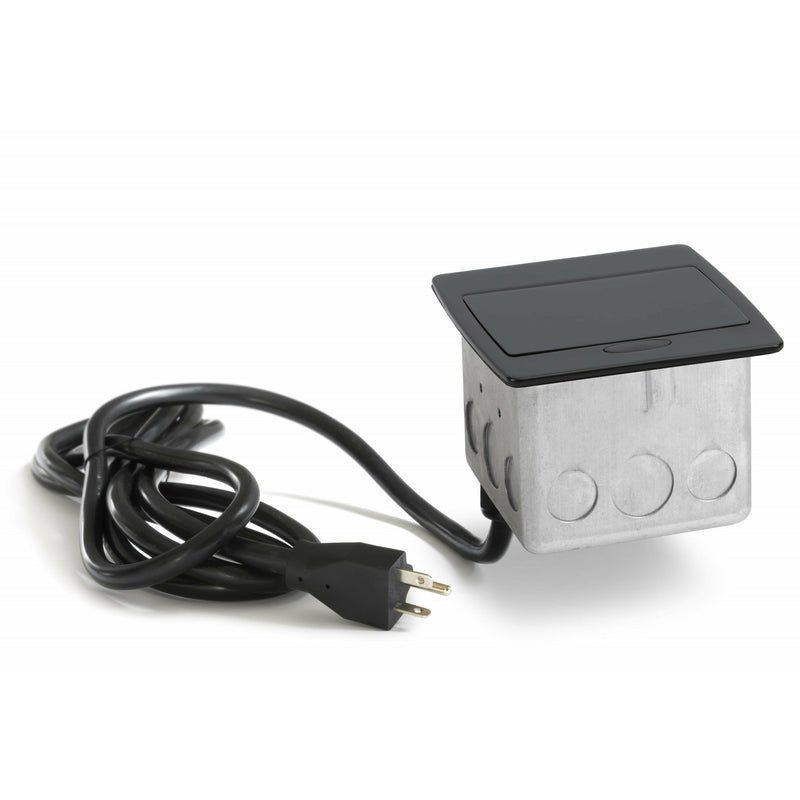 Lew PUFP-CT-BK-AC-WC Kitchen Pop Up USB A/C Corded Outlet, Black, Closed