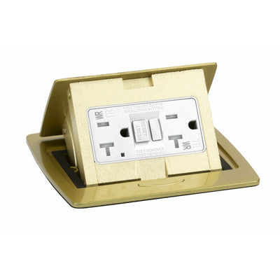 Kitchen Countertop Pop Up Electrical Outlet, 20A GFCI, Brass