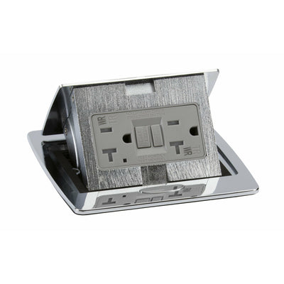 Kitchen Countertop Pop Up Electrical Outlet, 20A GFCI, Chrome
