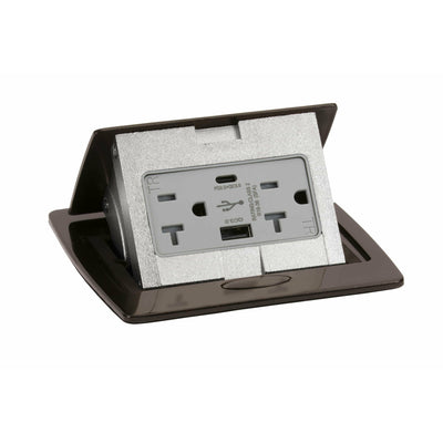 Kitchen Counter Pop Up Outlet Charging USB A/C Ports, Dark Bronze