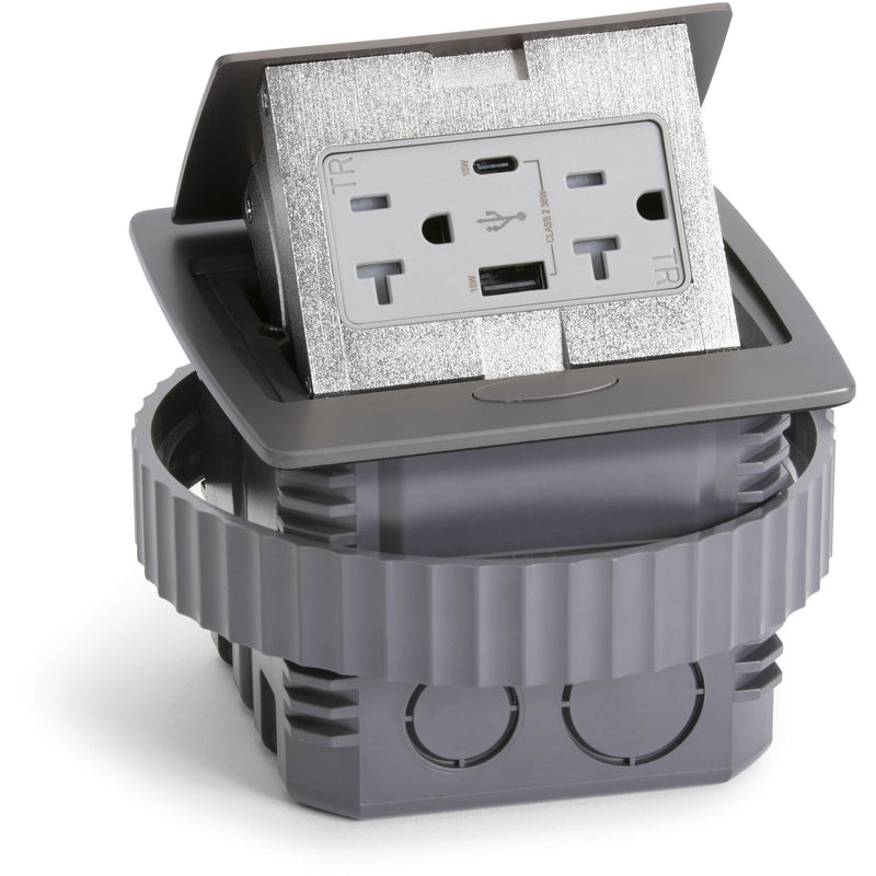 Kitchen Countertop Pop Up Outlet Charging USB A/C Ports Graphite Black, Entire Unit