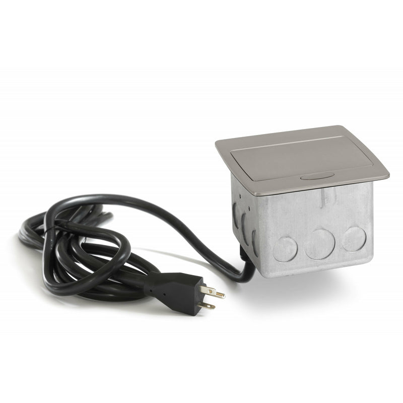 Lew PUFP-CT-NS-AC-WC Kitchen Pop Up USB A/C Corded Outlet, Nickel, Closed