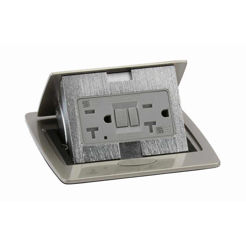 Kitchen Countertop Pop Up Electrical Outlet, 20A GFCI, Satin Nickel