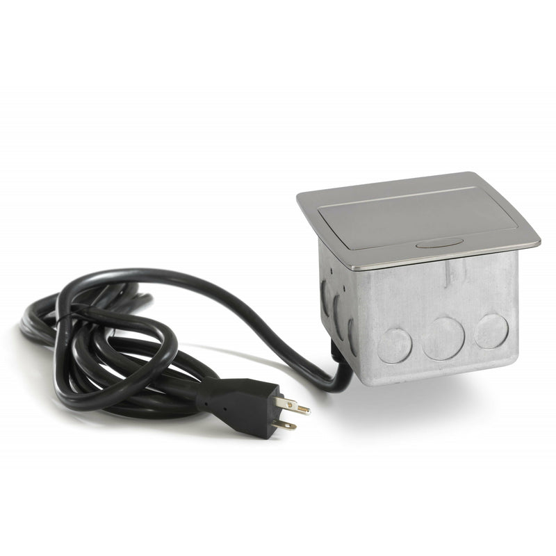 PUFP-CT-SS-AC-WC Kitchen Pop Up USB A/C Corded Outlet, Stainless Steel, Closed