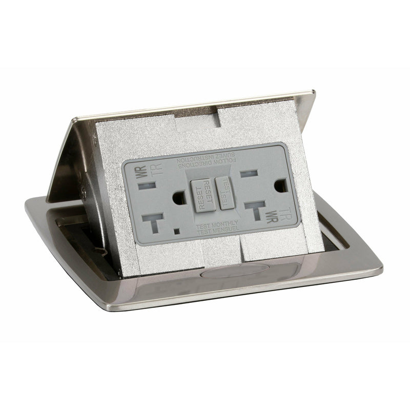 Kitchen Countertop Pop Up Electrical Outlet, 20A GFCI, Stainless Steel