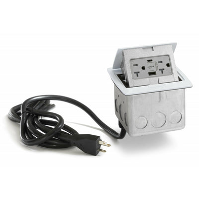 PUFP-CT-WT-AC-WC Kitchen Pop Up USB A/C Corded Outlet, White