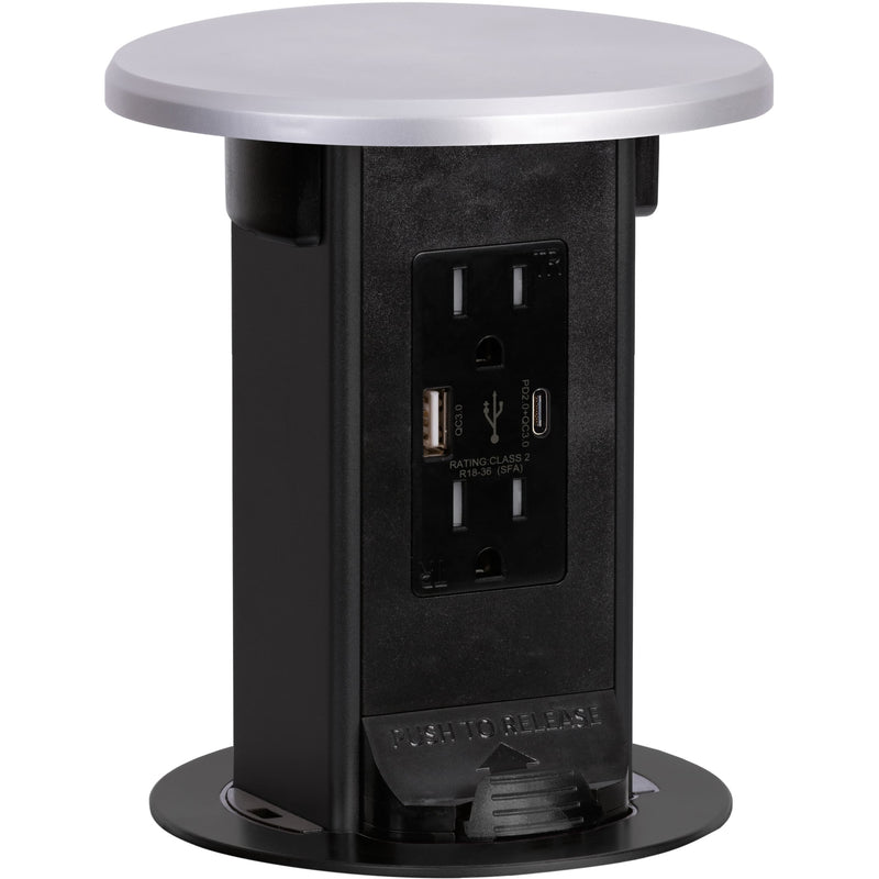 Countertop Pop Up Outlet, 15A USB-A/C, Wireless Charging, Stainless