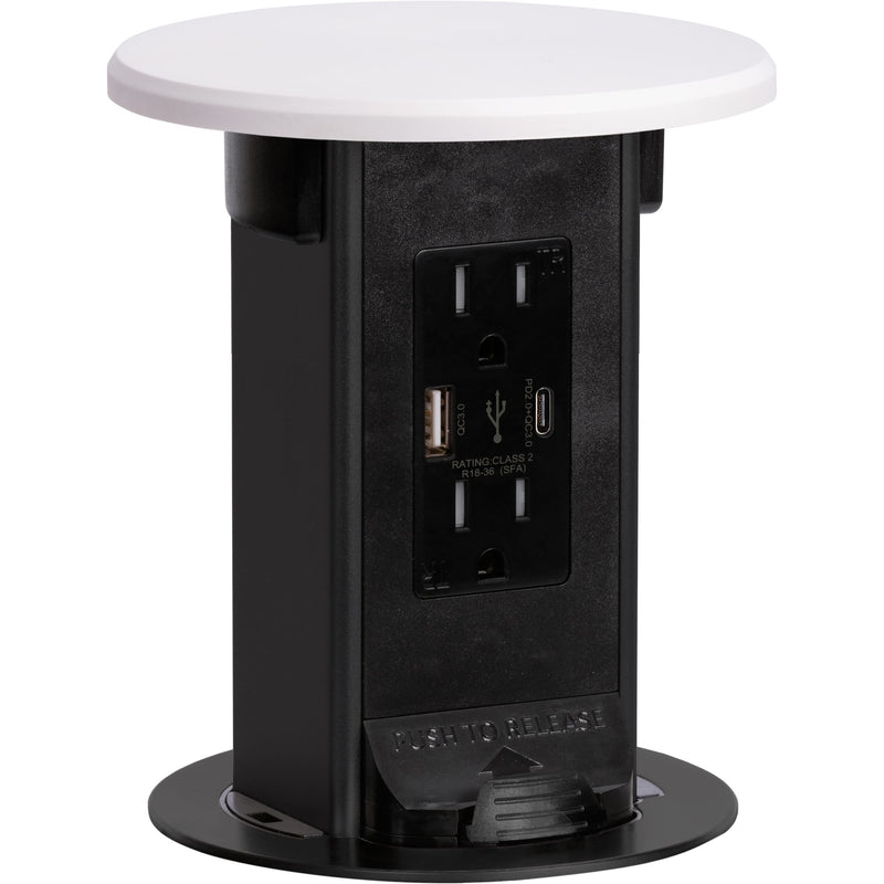 Countertop Pop Up Outlet, 15A USB-A/C, Wireless Charging, White