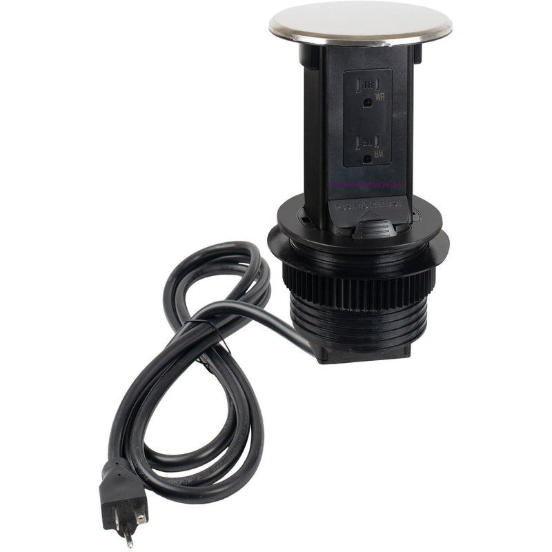 Lew Electric PUR15-S-DS Countertop Waterproof Pop Up Outlet, Stainless, Showing Entire Unit