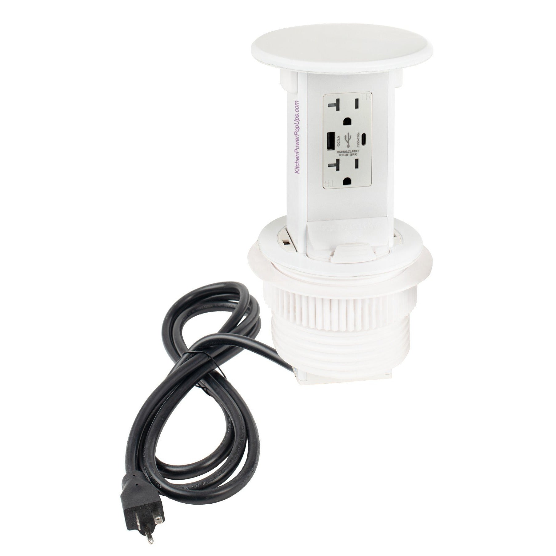 Counter Waterproof 2-Stage Pop Up USB-A/C Outlets, Wireless, Brass