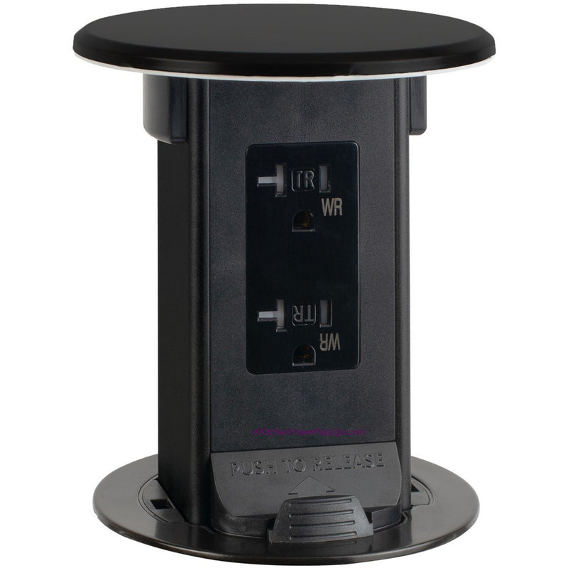 Lew Electric PUR20-BK-DS Countertop Waterproof Pop Up 20a Outlet Black