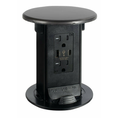 Lew Electric PUR20-BS-AC-USB Pop Up Outlet, USB-A/C Charging, Black Stainless