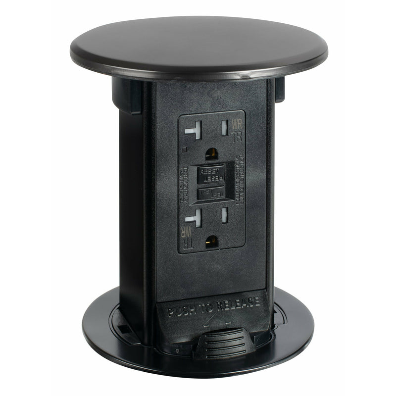 Lew Electric PUR20-BS Kitchen Countertop Waterproof Pop Up 20A GFCI Outlet, Black Stainless