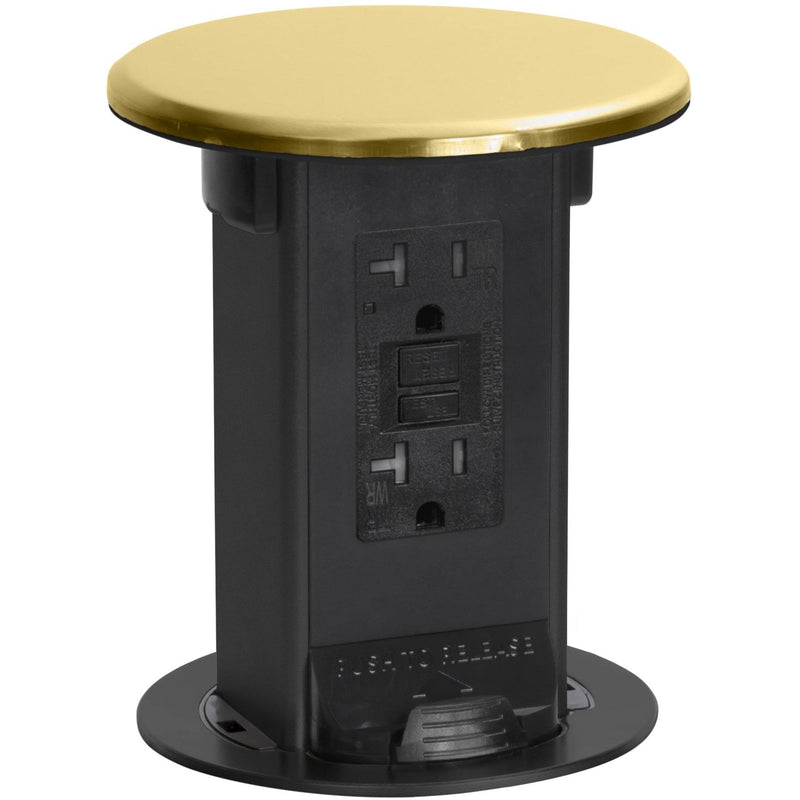 Lew Electric PUR20-B Countertop 20A GFI Power Pop Up Outlet - Brass