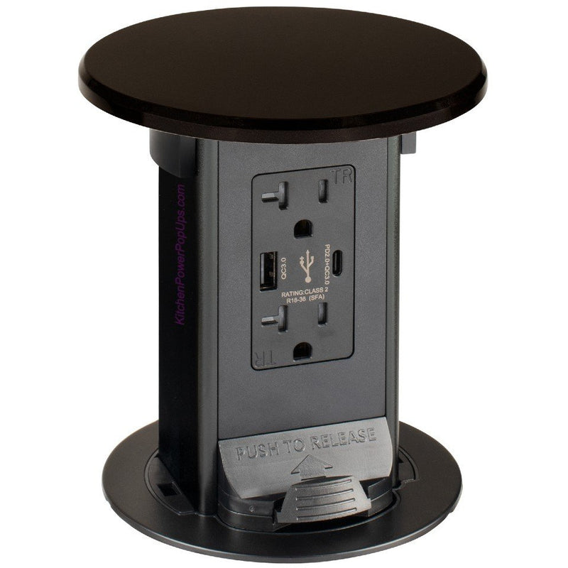 Counter Pop Up USB-A and USB-C Ports, Wireless Charging, Dark Bronze