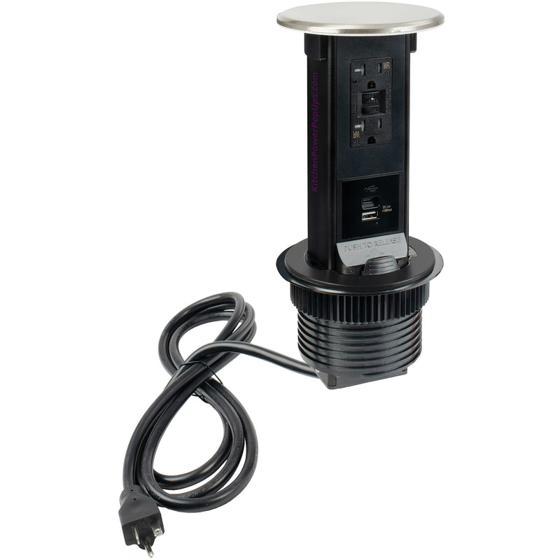 Lew Electric PUR20-NS-GFI-2USB Showing Entire Unit with Cord