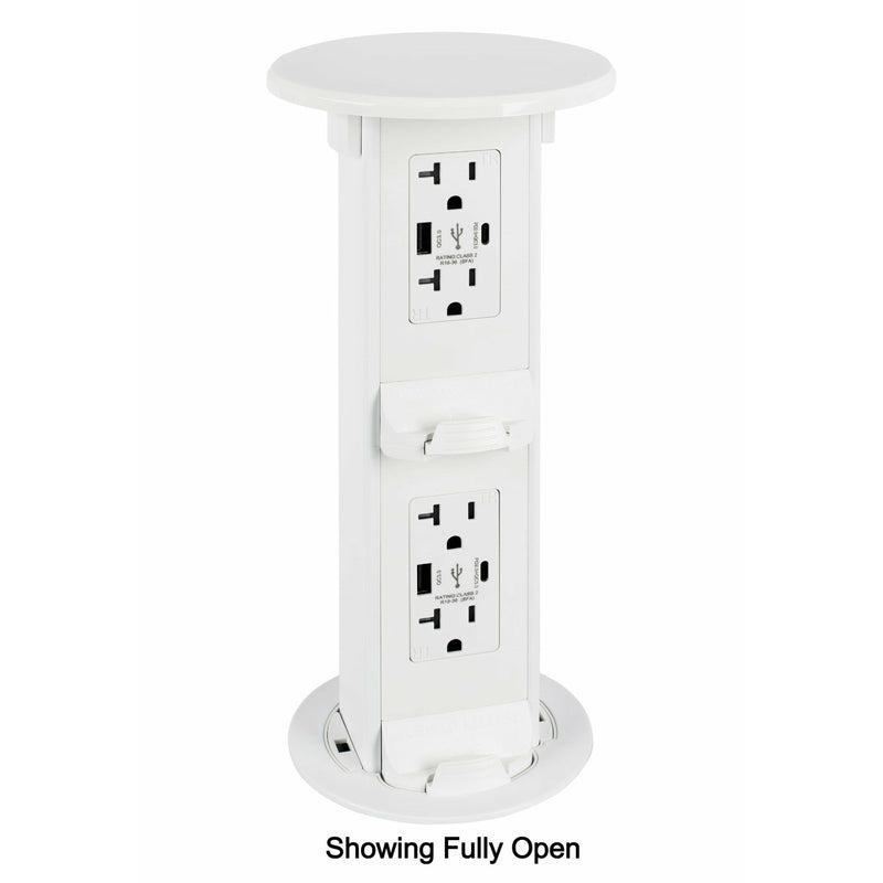 Lew Electric PUR20-RAWT-AC-2P-QI 2 Stage All-White Countertop Outlet
