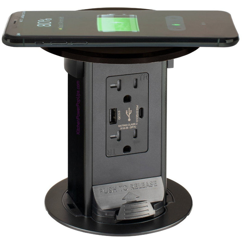Counter Pop Up USB-A and USB-C Ports, Wireless Charging, Dark Bronze