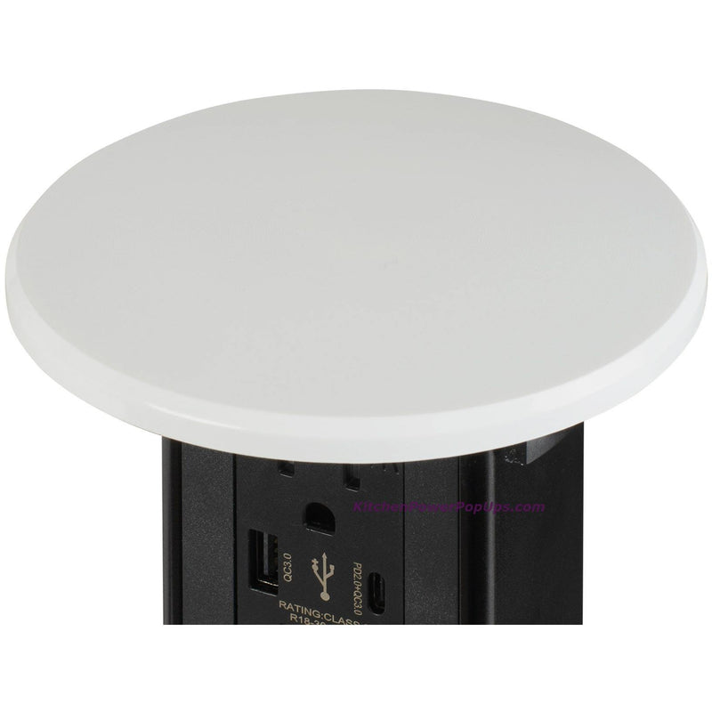 Kitchen Counter Waterproof 4 Power, 4 USB Charging Pop Up, White