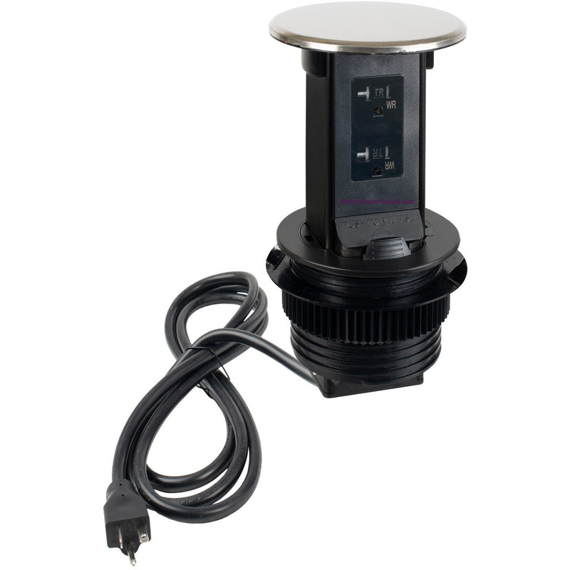 Lew Electric PUR20-S-DS Countertop Waterproof Pop Up Outlet, Stainless, Showing Entire Unit