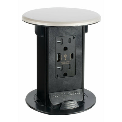 Lew Electric PUR20-SN-AC-USB Pop Up Outlet with USB Charging, Satin Nickel