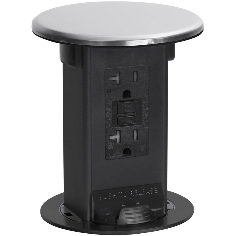 Lew Electric PUR20-S Kitchen Power Pop Up with Matching Black 20A GFI Outlet