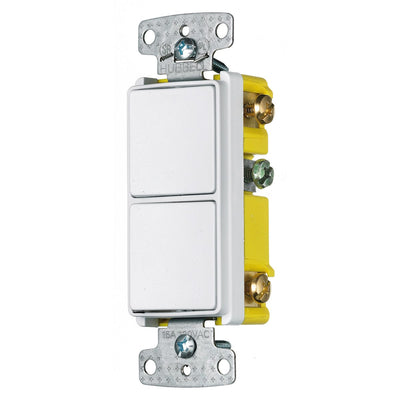Hubbell RCD101W 15 Amp Decora Single-Pole Rocker Combo Switch, White, 10 pack