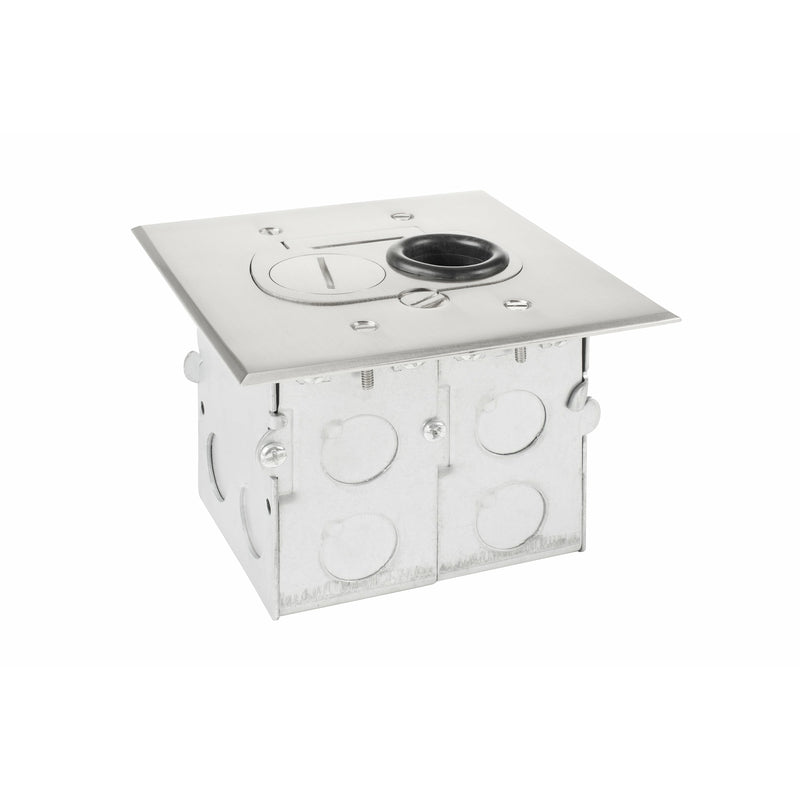 Lew Electric RCFB-1-NS Concealed Plug Floor Box, 1 Outlet, Nickel