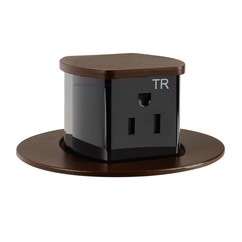 Hubbell RCT201BZE Waterproof Pop Up Flush Mount Counter Outlet, Brown