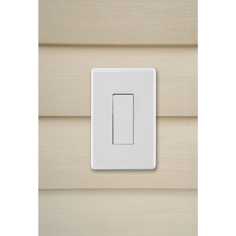 Weatherproof Exterior Wall Rocker Switch, 20 Amp, White, Installed