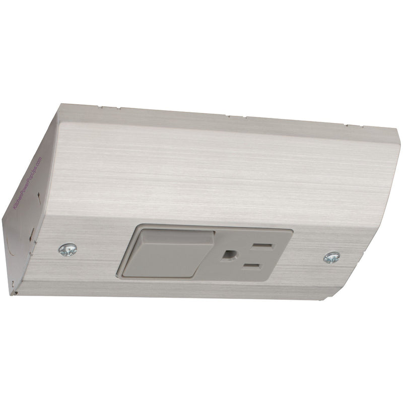 Under Cabinet Slim Power Box, Outlet and Light Switch Combo, Stainless
