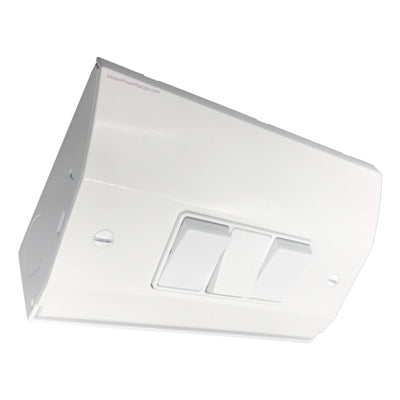 RU170WTLS Under Cabinet Slim Triple Rocker Light Switch Box, White