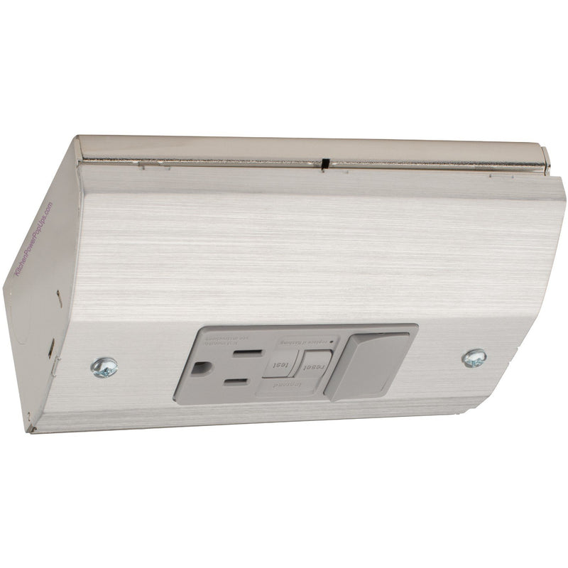 Under Cabinet Low Profile Power Outlet Box, GFCI and Switch, Stainless